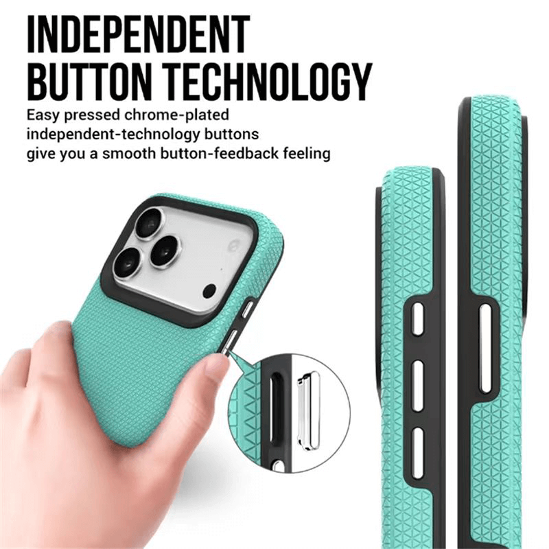 iPhone 17 Pro Max Military Shockproof TPU PC Dual Layer Triangle Magsafe Case