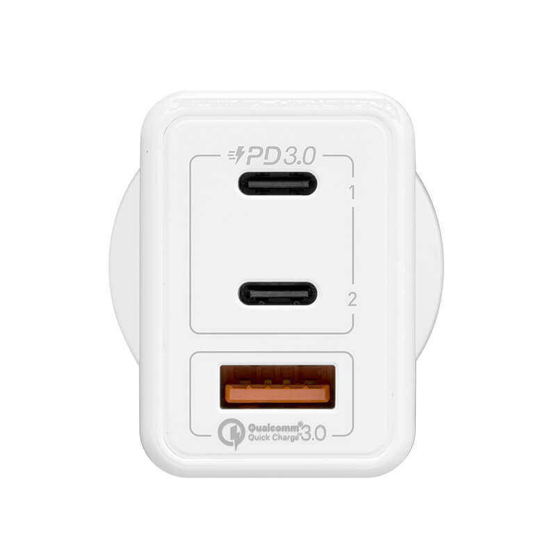 Momax One Plug 65W 3-Port GaN Wall Charger Dual USB-C and USB-A UM20