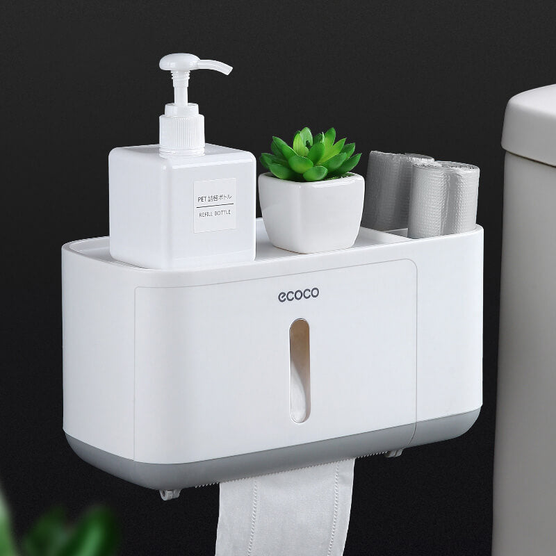 Mobie Multifunctional Wall Mounted Storage Shelf Tissue Holder E1808