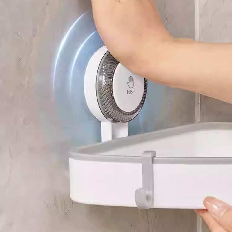 Mobie Suction Wall Mount Corner Shelf with Strong Hold and Ventilated Design E25129