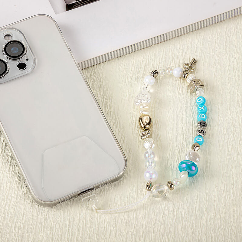 Mobie Letter Beads Phone Chain Anti-Drop Wrist Lanyard 19cm