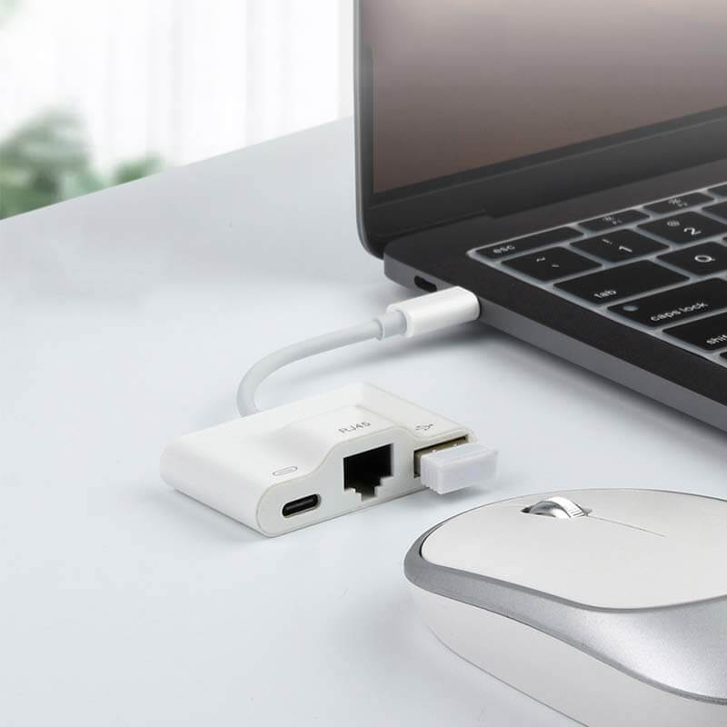 Mobie 3-in-1 Type-C HUB (Type-C to USB+Ethernet+USB) MacBook/Phone Available 33014