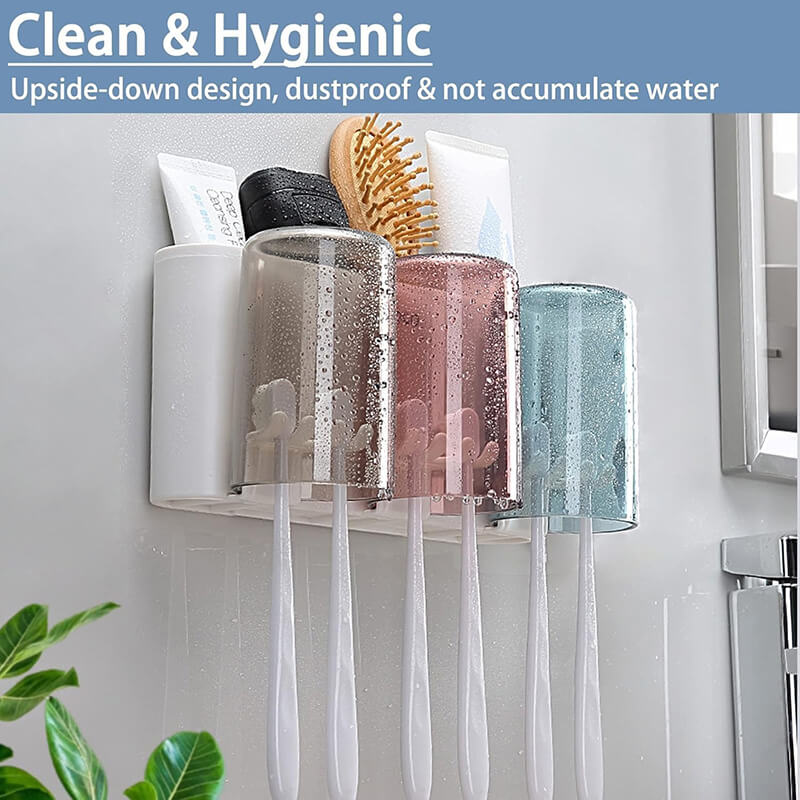 Mobie All in One No Drill Wall Mounted Toothbrush and Cup Holder Set E1925