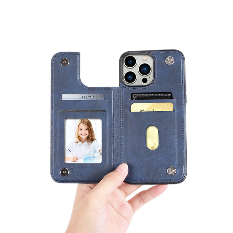 iPhone 16 Pro Mika Series PU Leather Wallet Stand Case with Magnetic Close