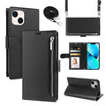 iPhone 15 Pro Max Hanman Mich Series Leather Crossbody Wallet Flip Case