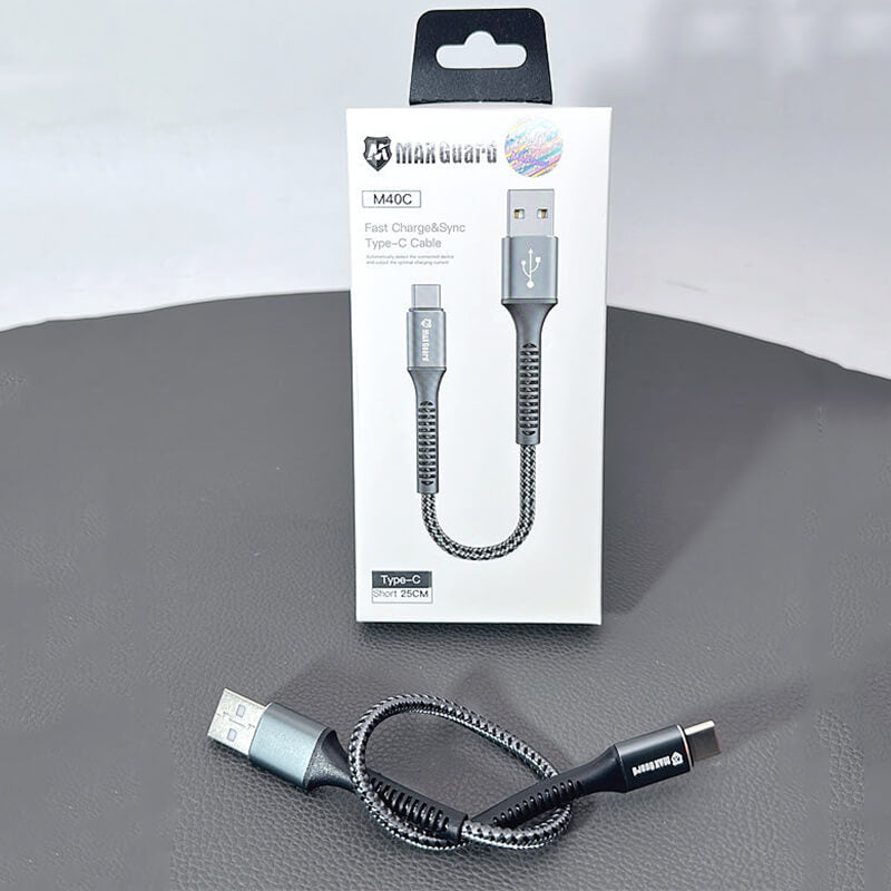 New Arrivals Maxguard USB to Type-C Braided Charging Cable 25cm 3A