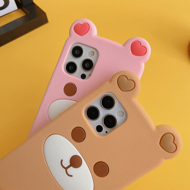 iPhone 14Pro Q Uncle Brown Bear Silicone Phone Case