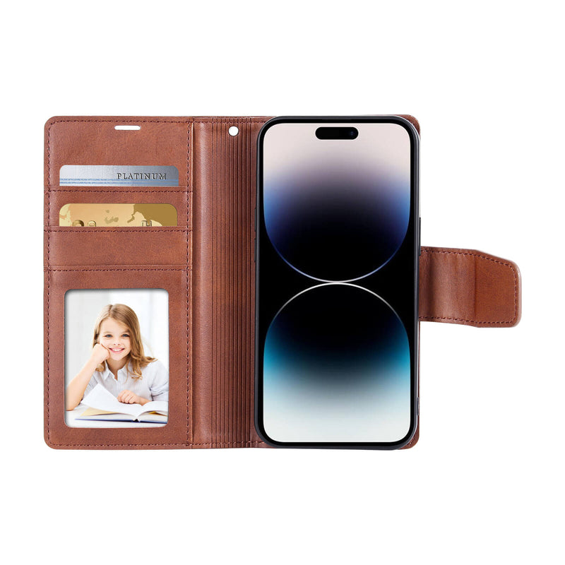iPhone 12 Mini Luxury Hanman Leather 2-in-1 Wallet Flip Case With Magnet Back