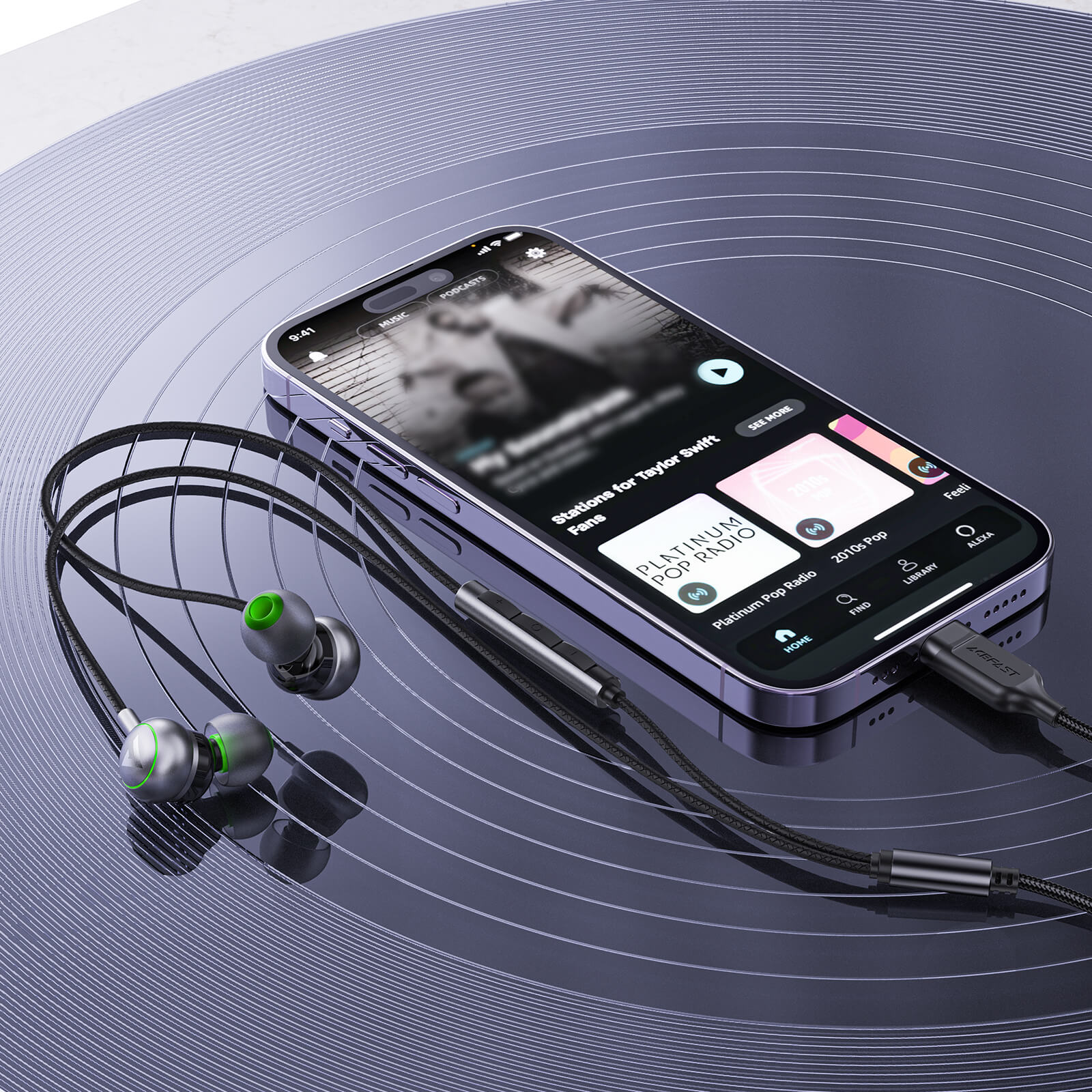 Acefast USB-C Lightweight Noise-Canceling Microphone Wired Earphones L5
