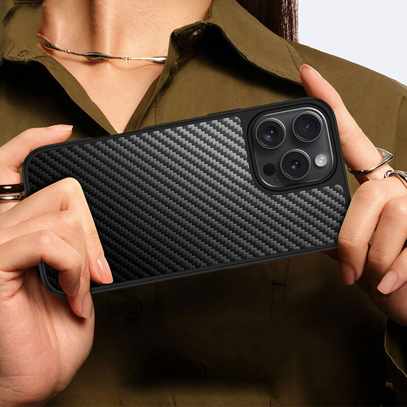 iPhone 16 Scott Series Carbon Fiber Texture Shockproof Phone Case