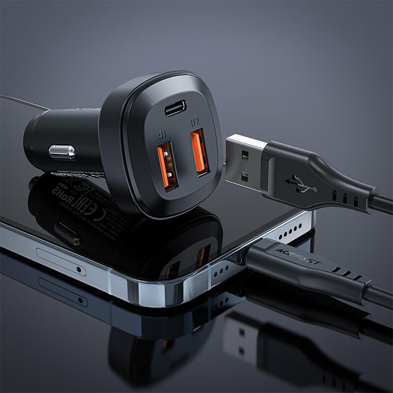 Acefast Multi-Port Fast Car Charger Type-C & USB-A 65W  (30W+35W)