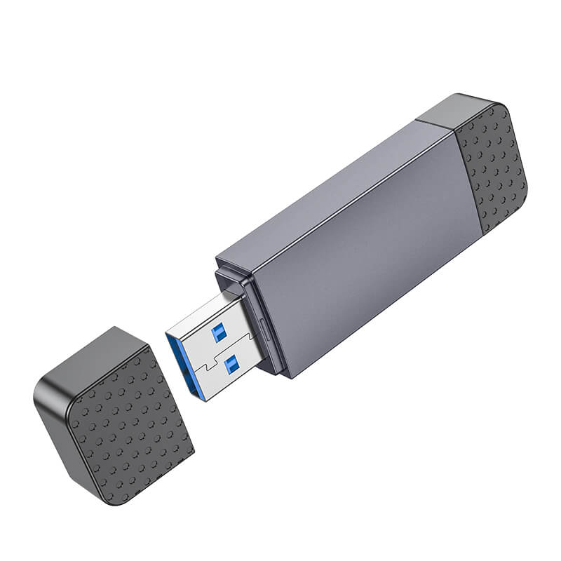 hoco. Dual-Port Memory Card Reader USB-C & USB-A for SD/TF Cards HB45