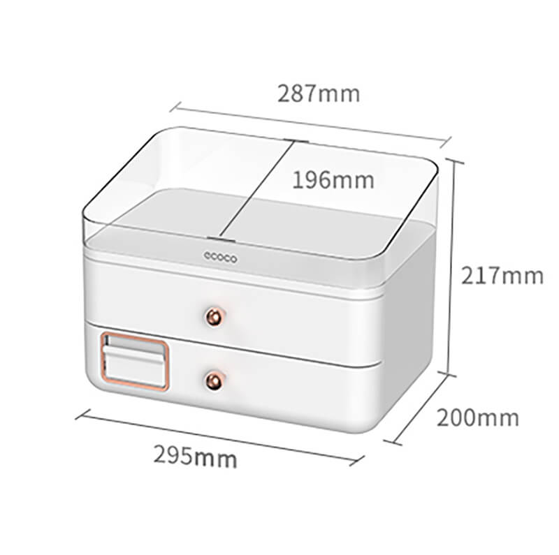 Mobie Double Layer Makeup Organizer with Cotton Pad Storage Dispenser E2371