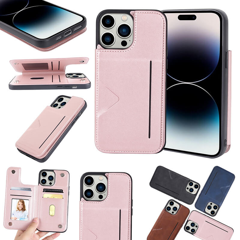 iPhone 16 Pro Mika Series PU Leather Wallet Stand Case with Magnetic Close