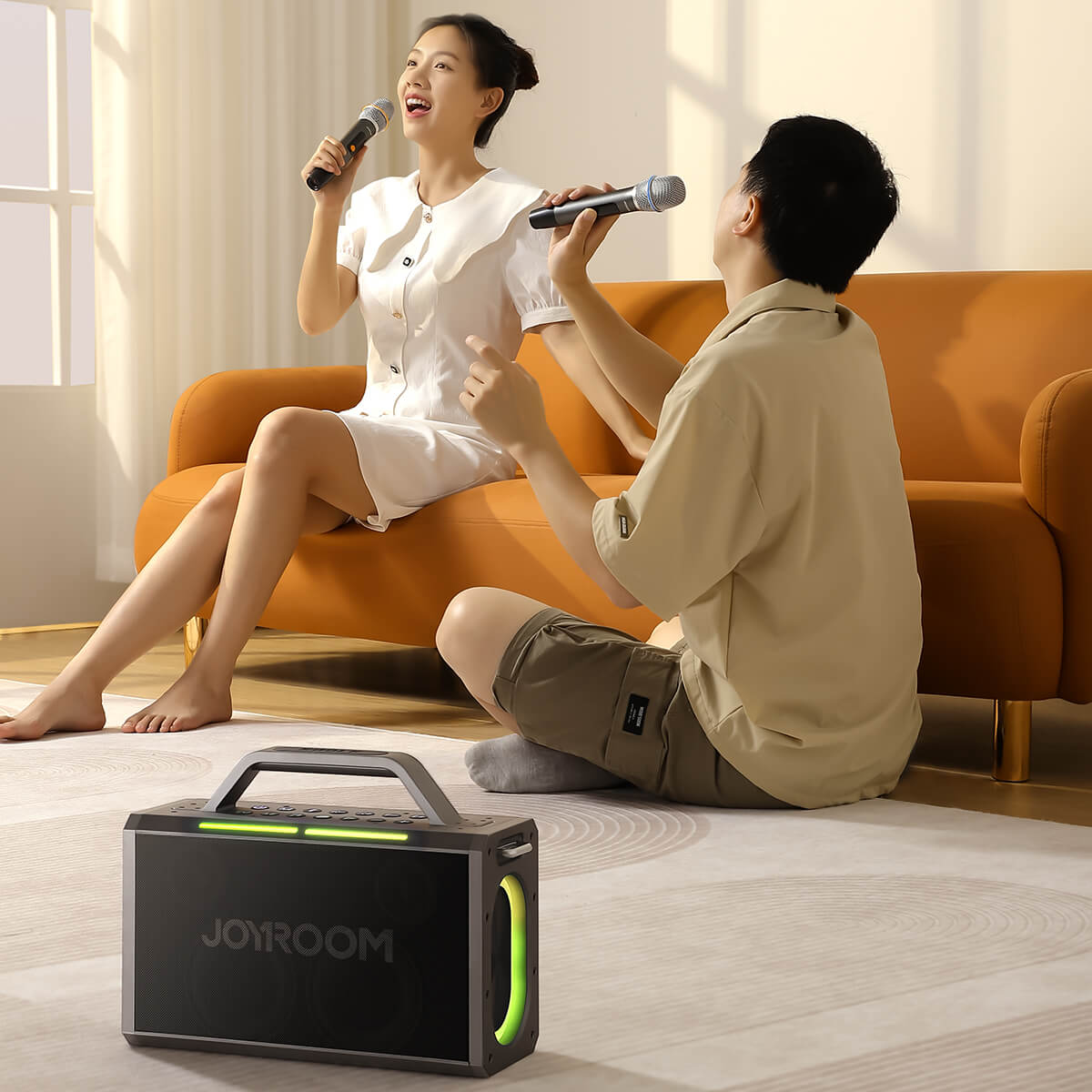 Joyroom Portable Karaoke Bluetooth Speaker With Remote Control & 2 Wireless Microphone