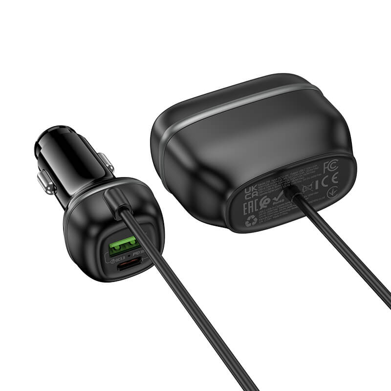 hoco 48W PD/QC Car Charger Dual USB-C/A Ports with 240W Cigarette Lighters Z59