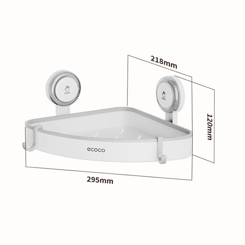 Mobie Suction Wall Mount Corner Shelf with Strong Hold and Ventilated Design E25129