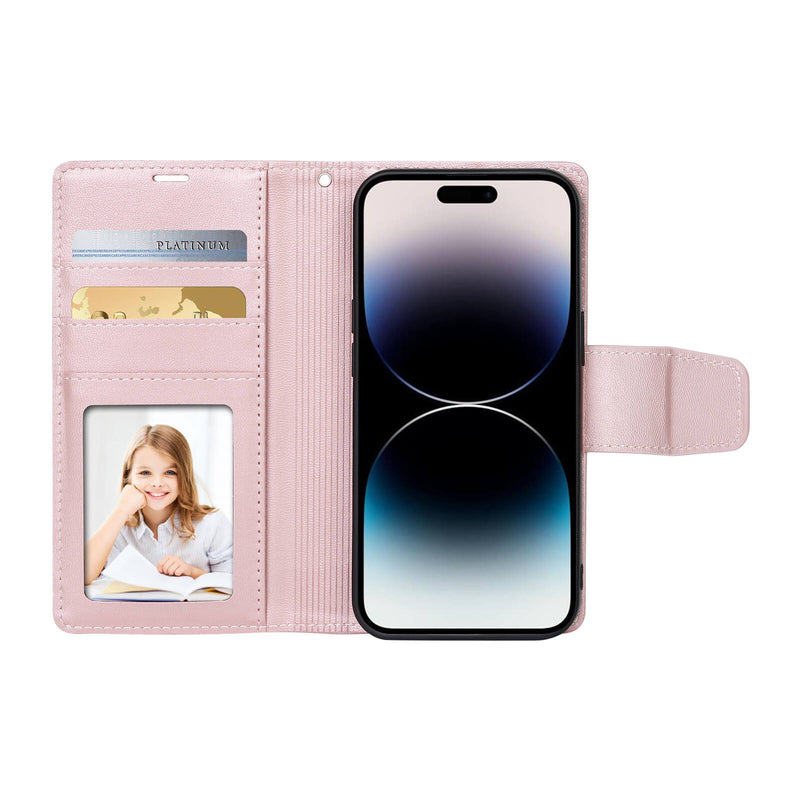 Suitable for iPhone Models Leather 2-in-1 Wallet Flip Case With Magnet Back