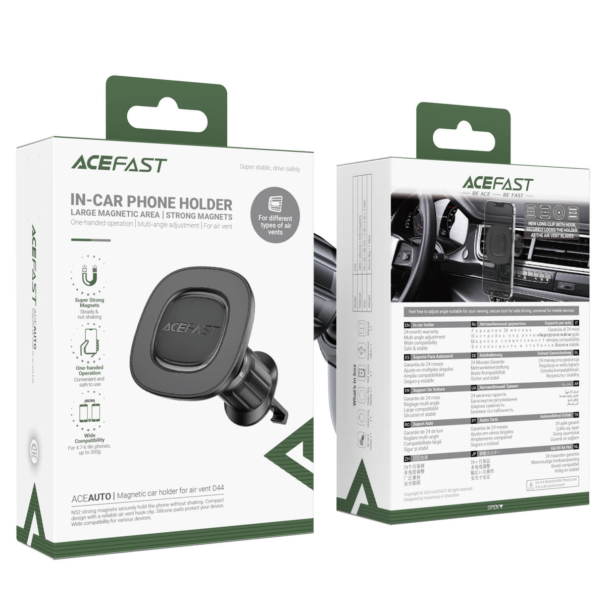 Acefast Car Air Vent Magnetic Phone Holder with Silicone Surface D44