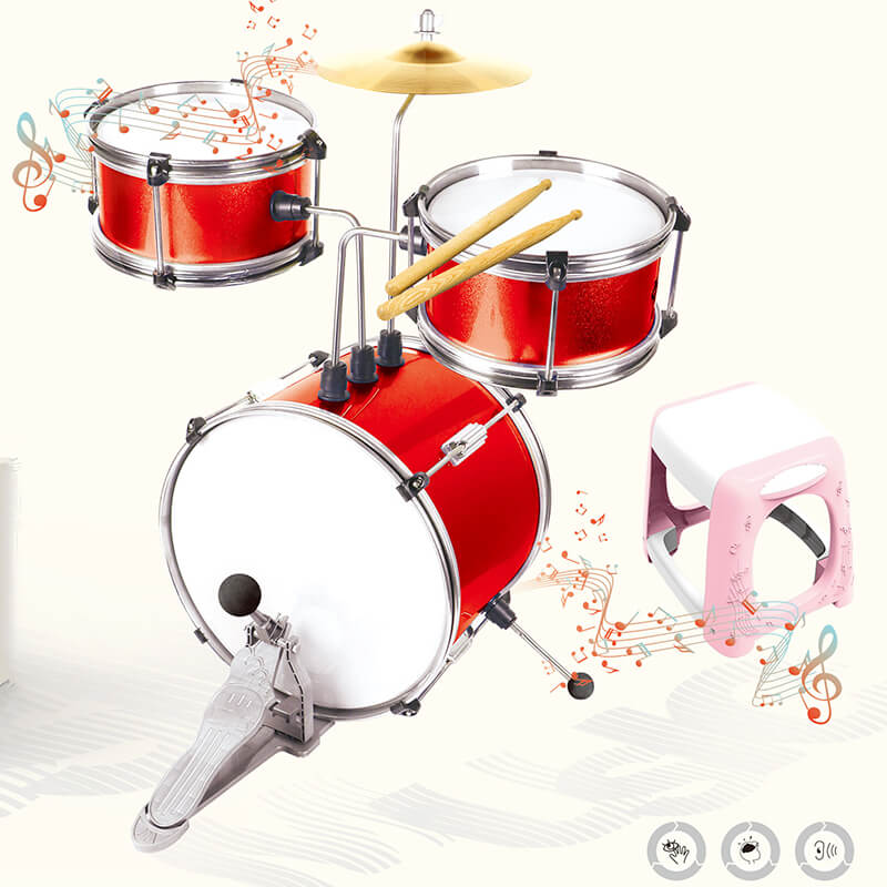 Mobie 3 Piece 14 inch Drum Kit for Kids Ages 3-10 Ideal for Beginners