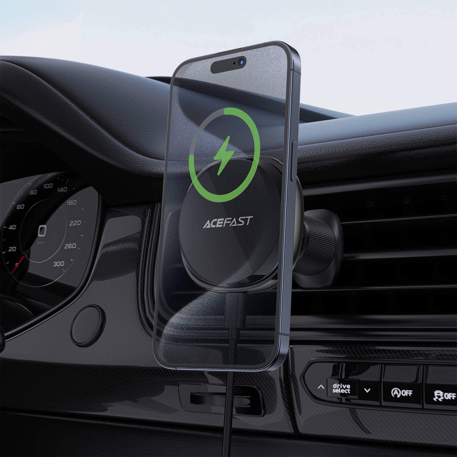 Acefast Fast Wireless Charger Magnetic Car Mount Holder 15W D31