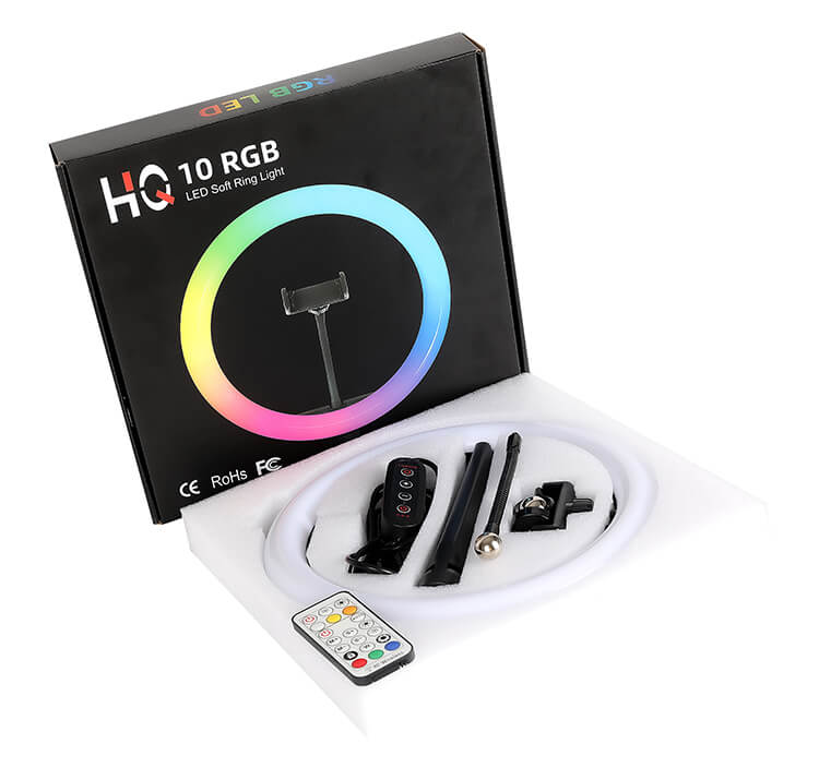 HQ 10 inch(26cm) RGB Selfie Ring Light with Tripod Stand & Phone Holder