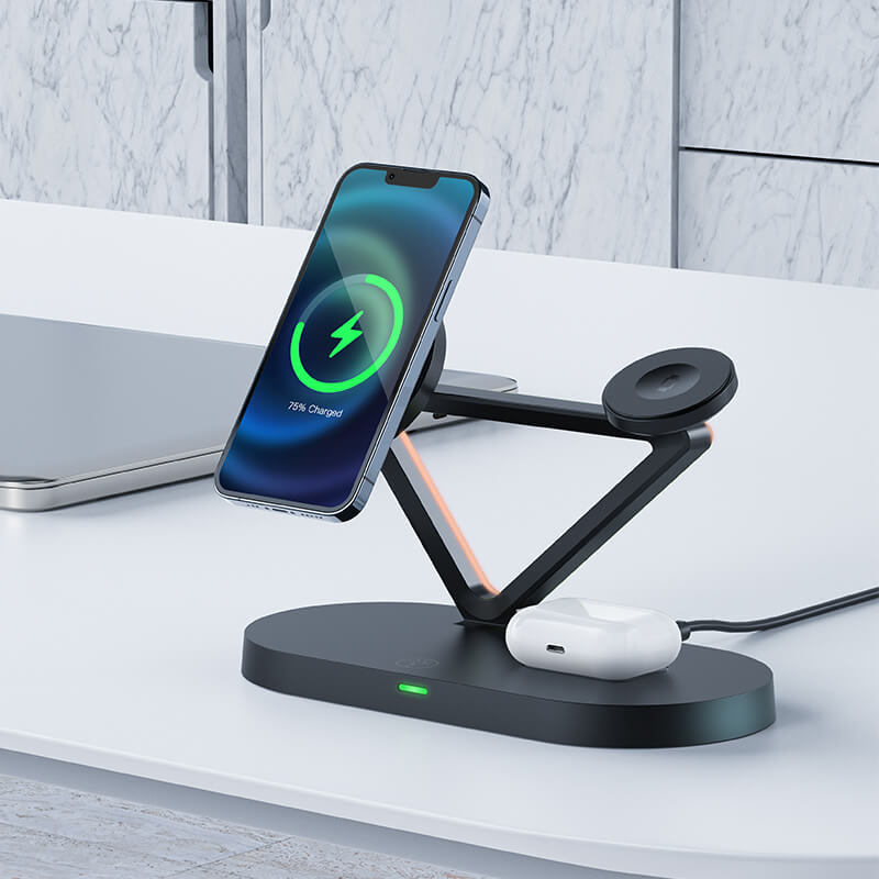 Acefast 3-in-1 Qi 15W Wireless Charging Holder with Back LED Light E9