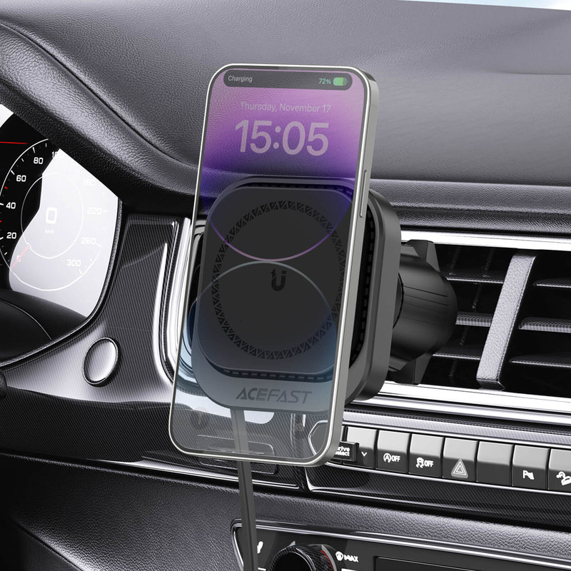 Pre Order Acefast Magnetic 15W Wireless Car Charging Holder With Retractable Type-C Cable D32