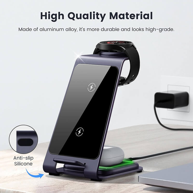 Desktop 3-in-1 Phone Samsung Watch Earbuds 15W Fast Wireless Charging Stand