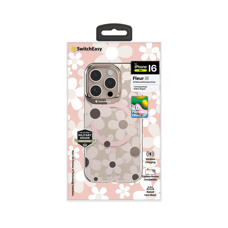 iPhone 16 Fleur 3D Patterned Series Shockproof MagSafe Phone Case