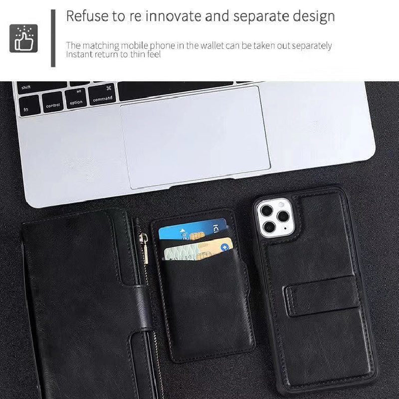 Samsung Galaxy Note 9 2018 JDK Genuine Leather Wallet Carrying Phone Case with Magnetic Back