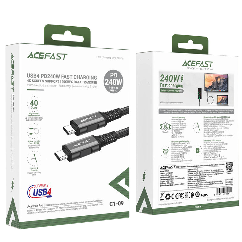 New Arrival Acefast Type-C to Type-C Audio/Video Transmission Full-featured Data Cable C1-09