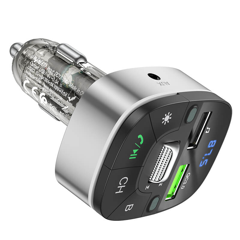 hoco. QC3.0 18W In-Car Audio Wireless Bluetooth FM Transmitter E71