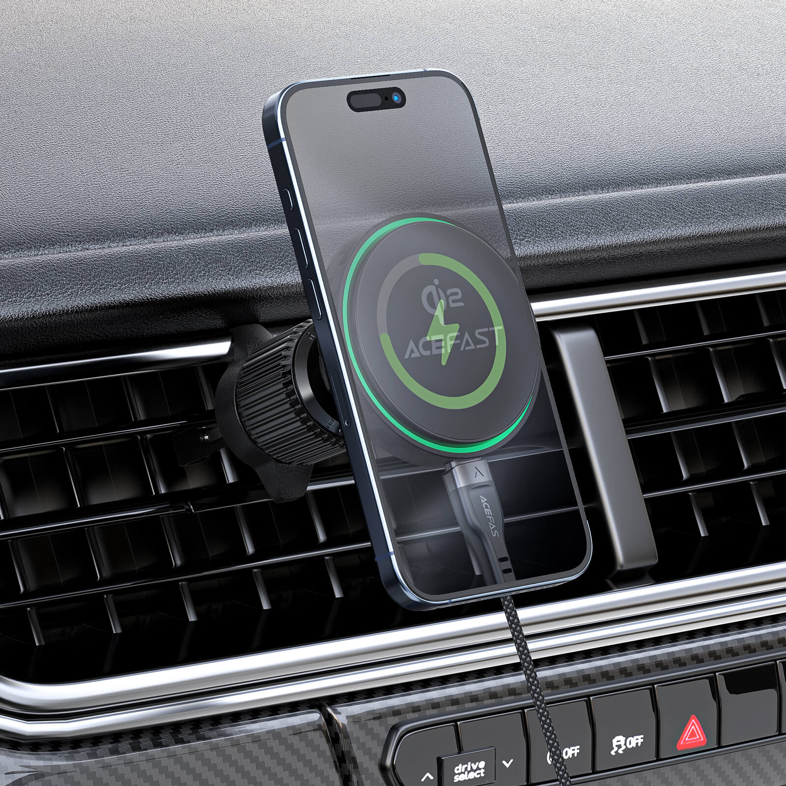 Acefast Strong Magnetic 15W Wireless Car Charging Holder Qi2 D33