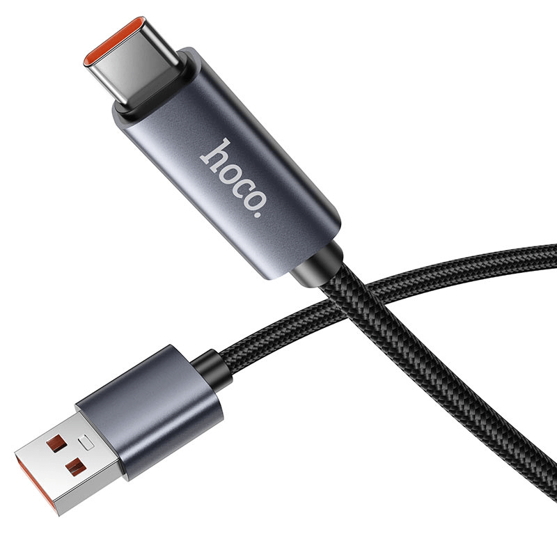 Hoco LED Power Display Durable Nylon Braided Type-C to USB-A Cable 1m X112
