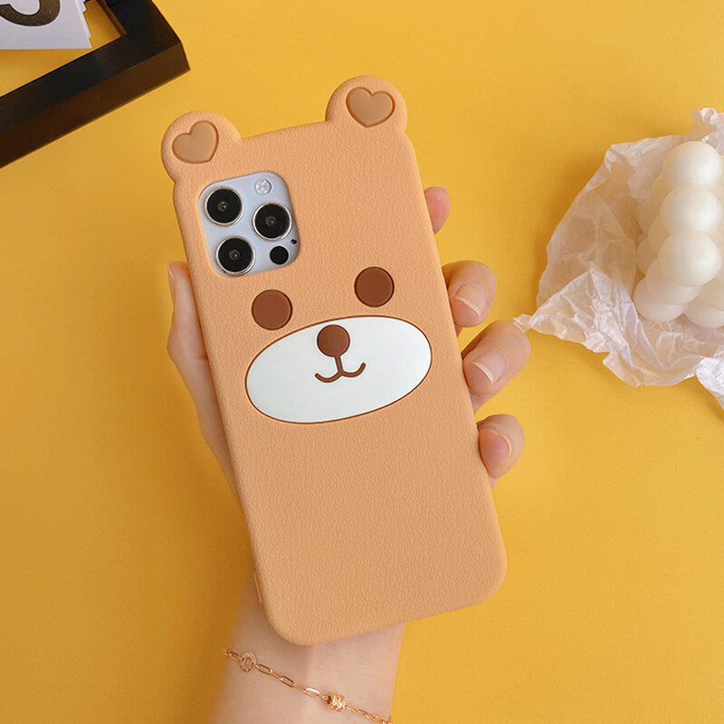 iPhone 14Pro Q Uncle Brown Bear Silicone Phone Case