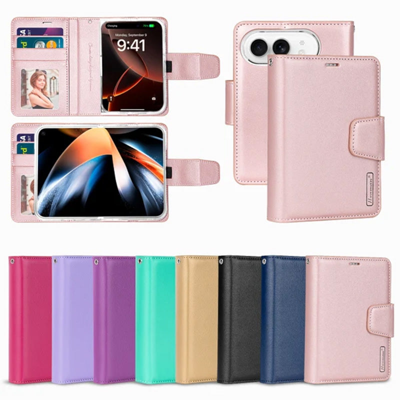 Hanman Mill Series Leather Wallet Flip Case Compatible with iPhone Duo