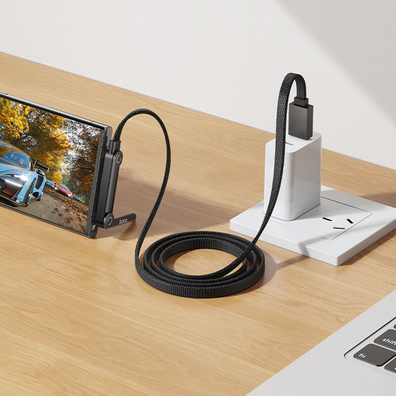 Hoco Type-C to USB-A Nylon Braided Cable with Foldable Phone Stand 1.2m U150