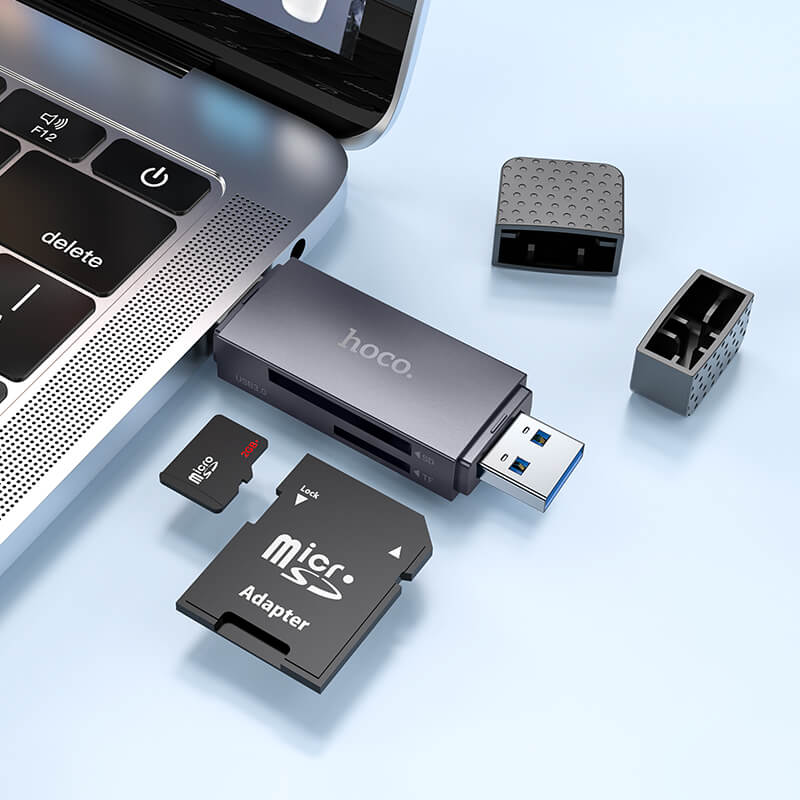 hoco. Dual-Port Memory Card Reader USB-C & USB-A for SD/TF Cards HB45