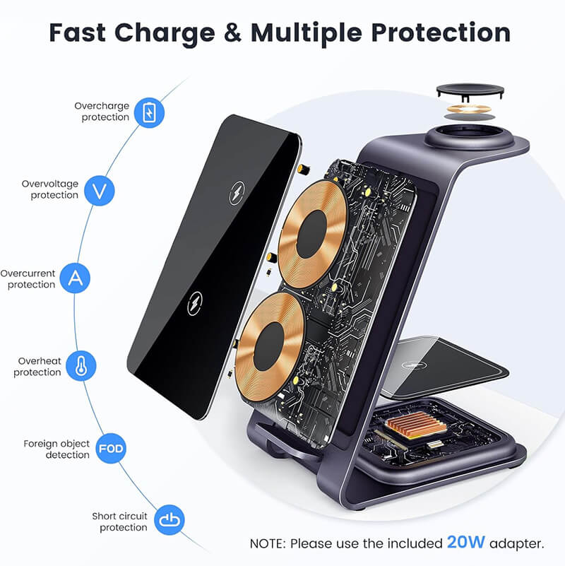 Desktop 3-in-1 Phone Samsung Watch Earbuds 15W Fast Wireless Charging Stand
