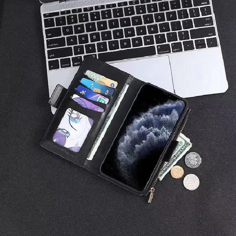 Samsung Galaxy Note 9 2018 JDK Genuine Leather Wallet Carrying Phone Case with Magnetic Back