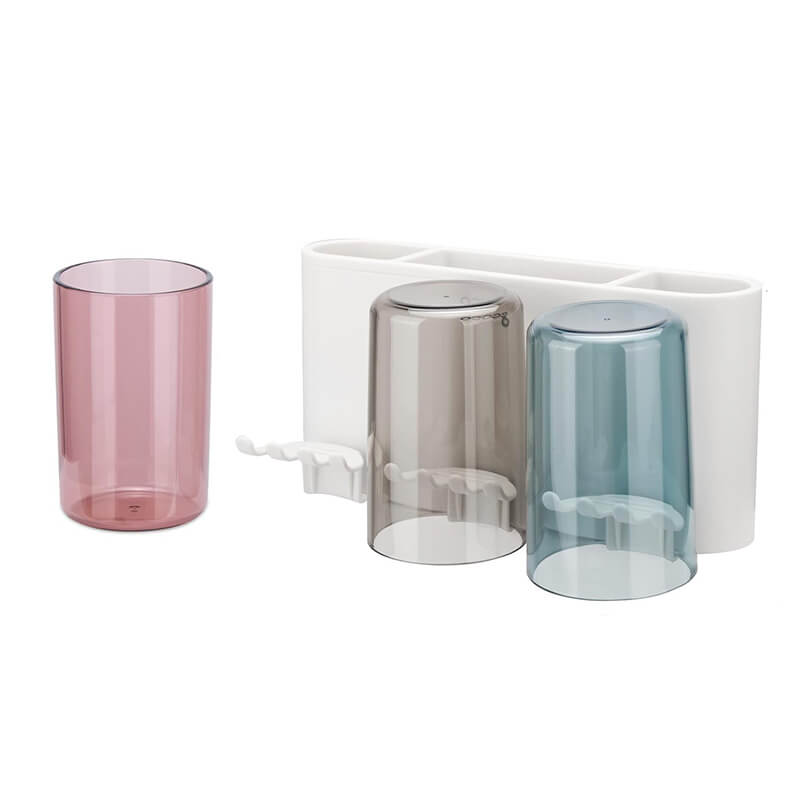 Mobie All in One No Drill Wall Mounted Toothbrush and Cup Holder Set E1925