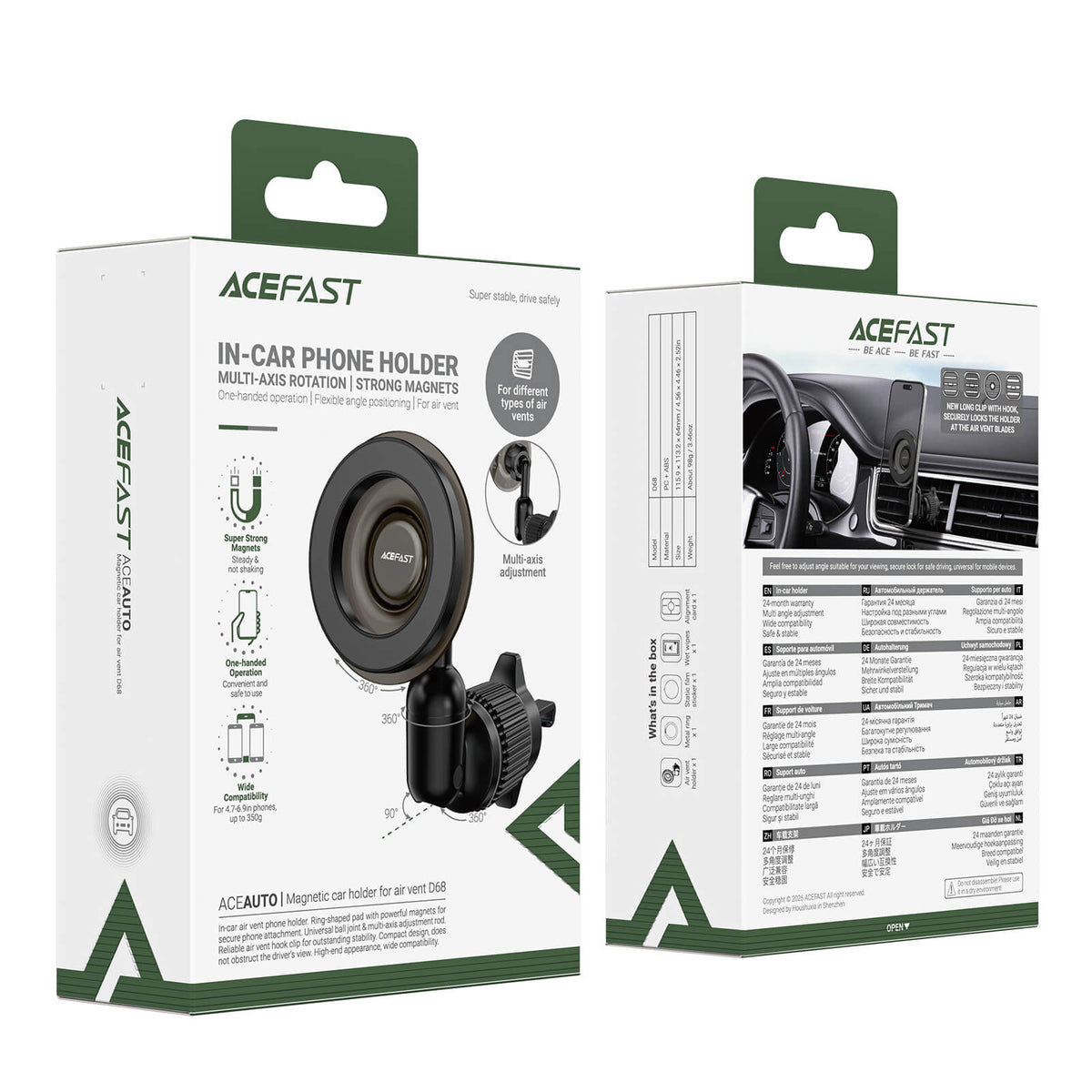 Acefast Magnetic Air Vent Car Phone Holder with Strong Magnets D68