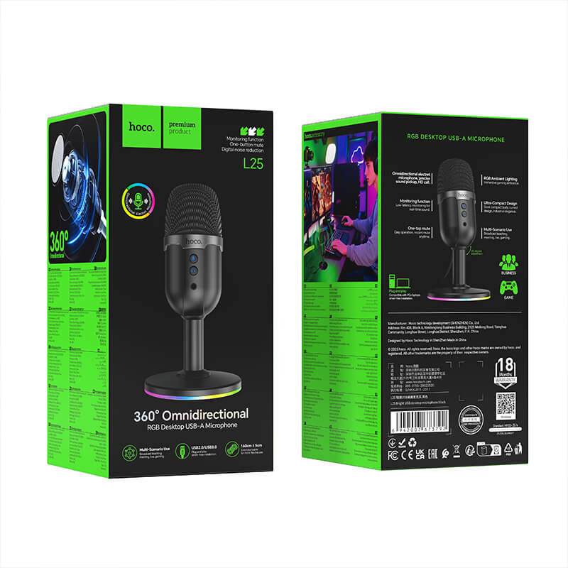 Hoco Desktop Omni Directional Microphone with RGB Light L25
