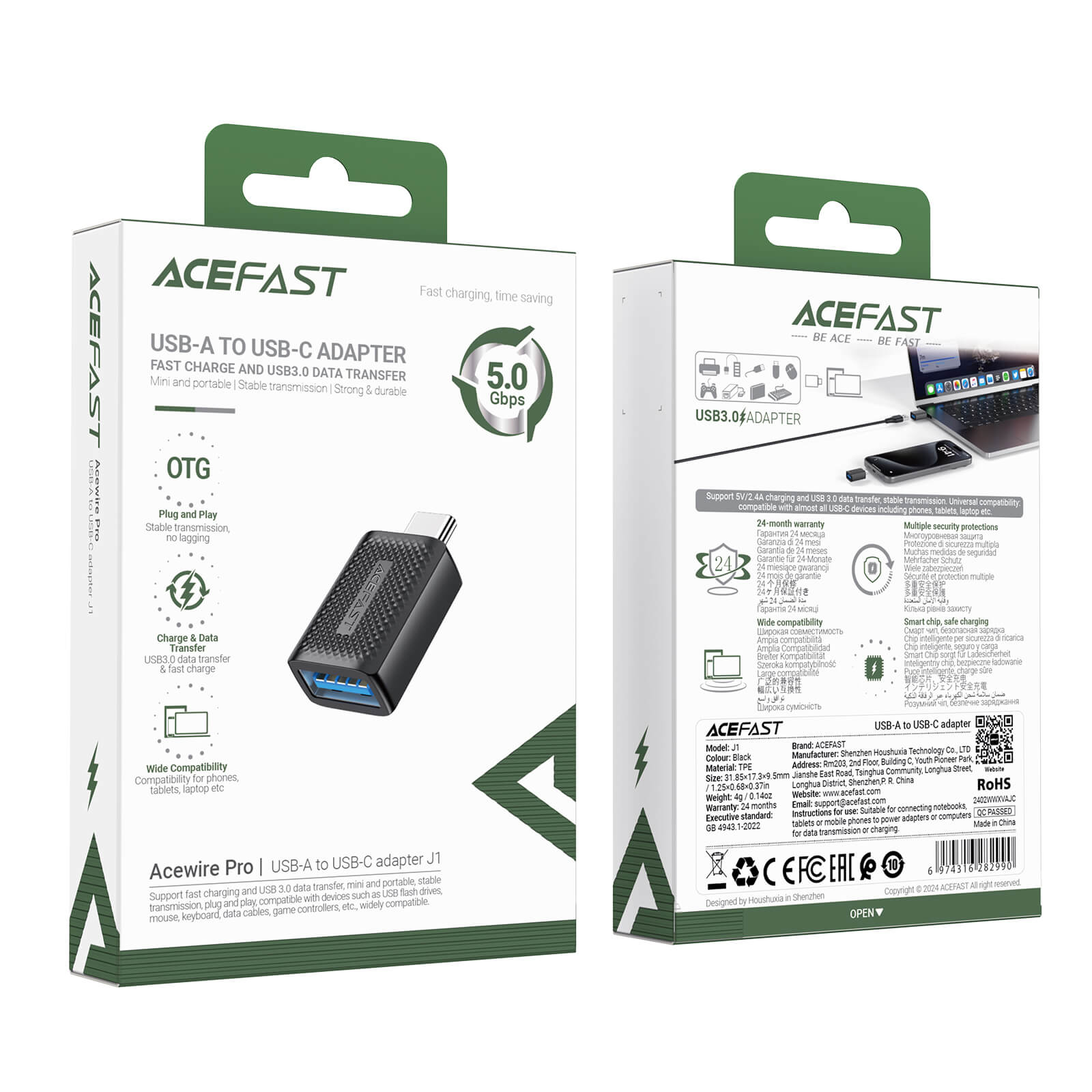 Acefast Charge & Transfer Type-C Male to USB Female Adapter USB 3.0 J1