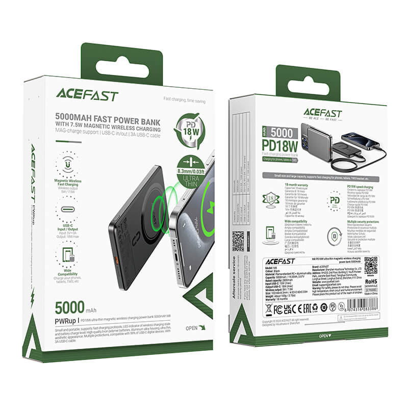 Acefast Ultra Thin PD 18W Magsafe Wireless Power Bank 5000mAh