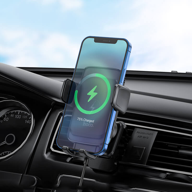 hoco Dual-Purpose Car Mount Qi Wireless Fast Charger (15W) S35