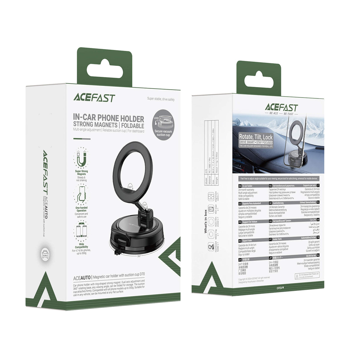 Acefast Adhensive Suction Cup Magnetic 360 Rotation Car Phone Holder D70