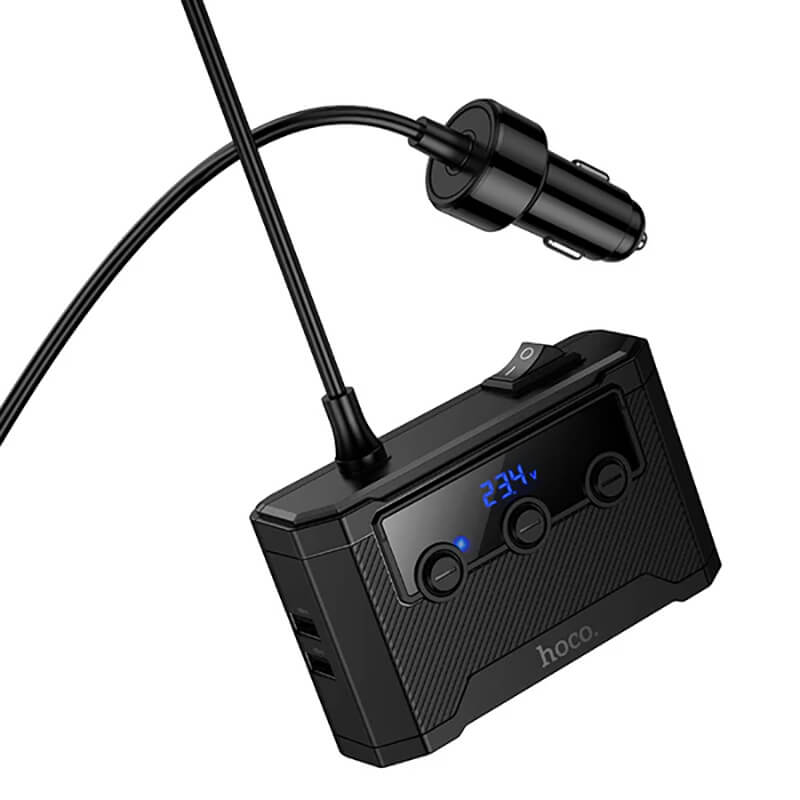 Hoco 240W 7-in-1 Voltage Display Car Power Splitter with 3 Sockets Z64