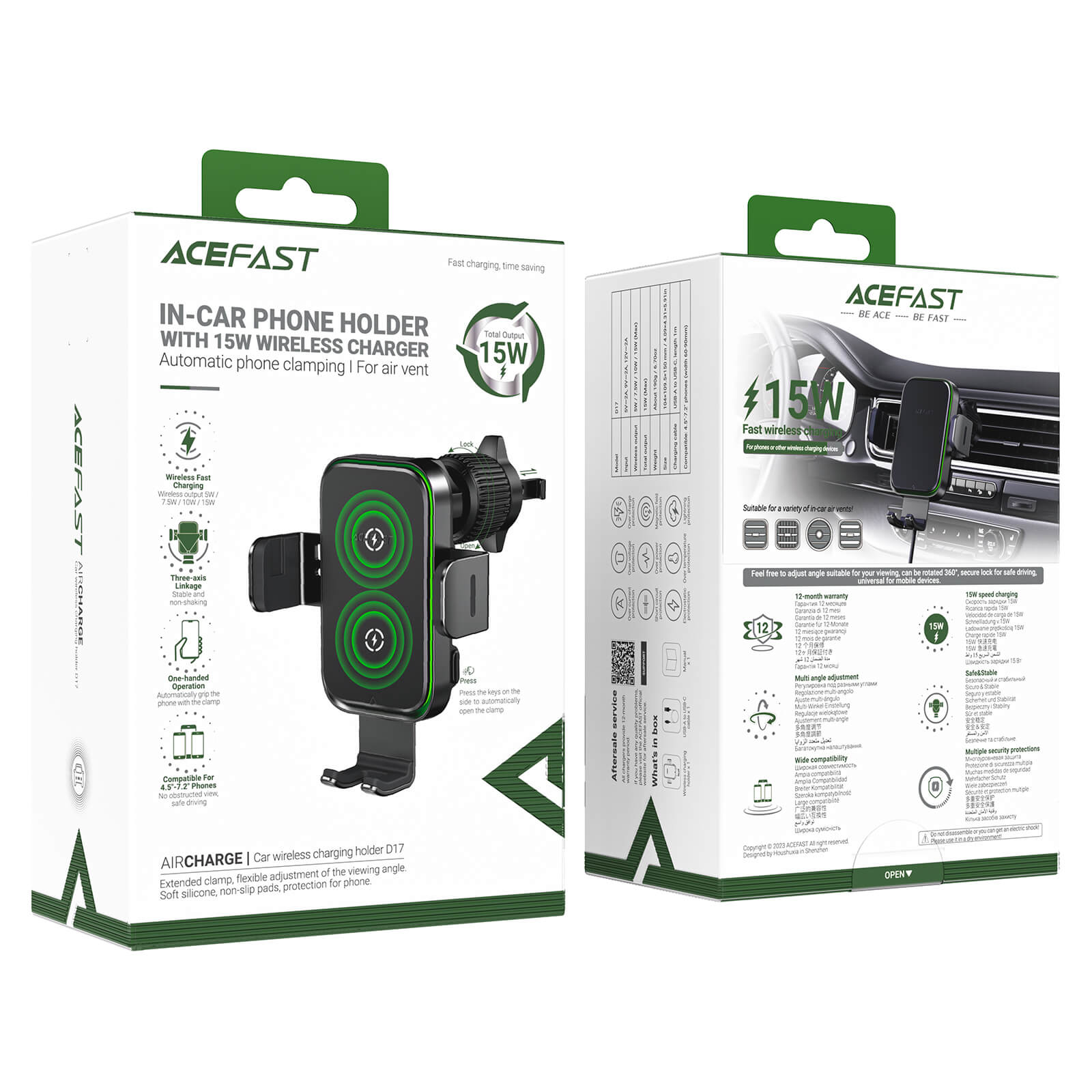 Acefast Wireless Car Fast Charging Holder D17